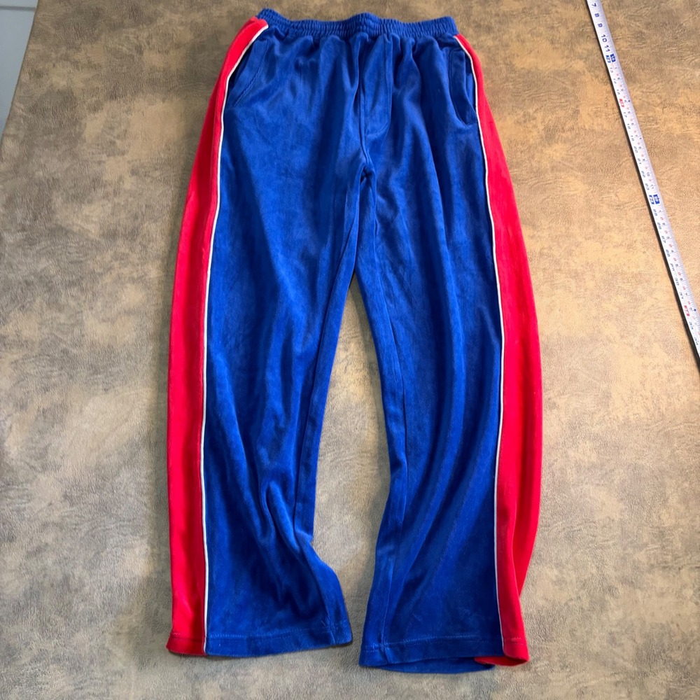 Sweatsedo Velour Track Pants Mens Size Medium Blue Red Striped Retro Joggers
